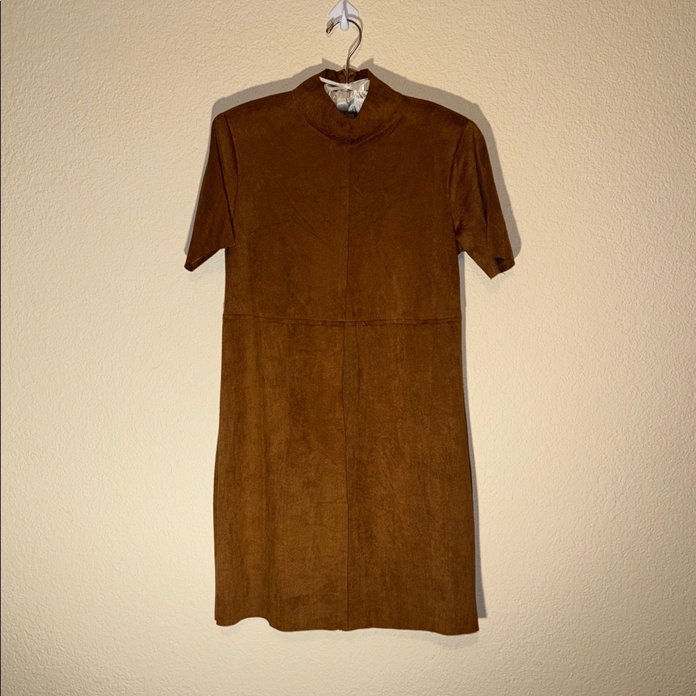 HYFVE Mock Neck Faux Suede Dress
